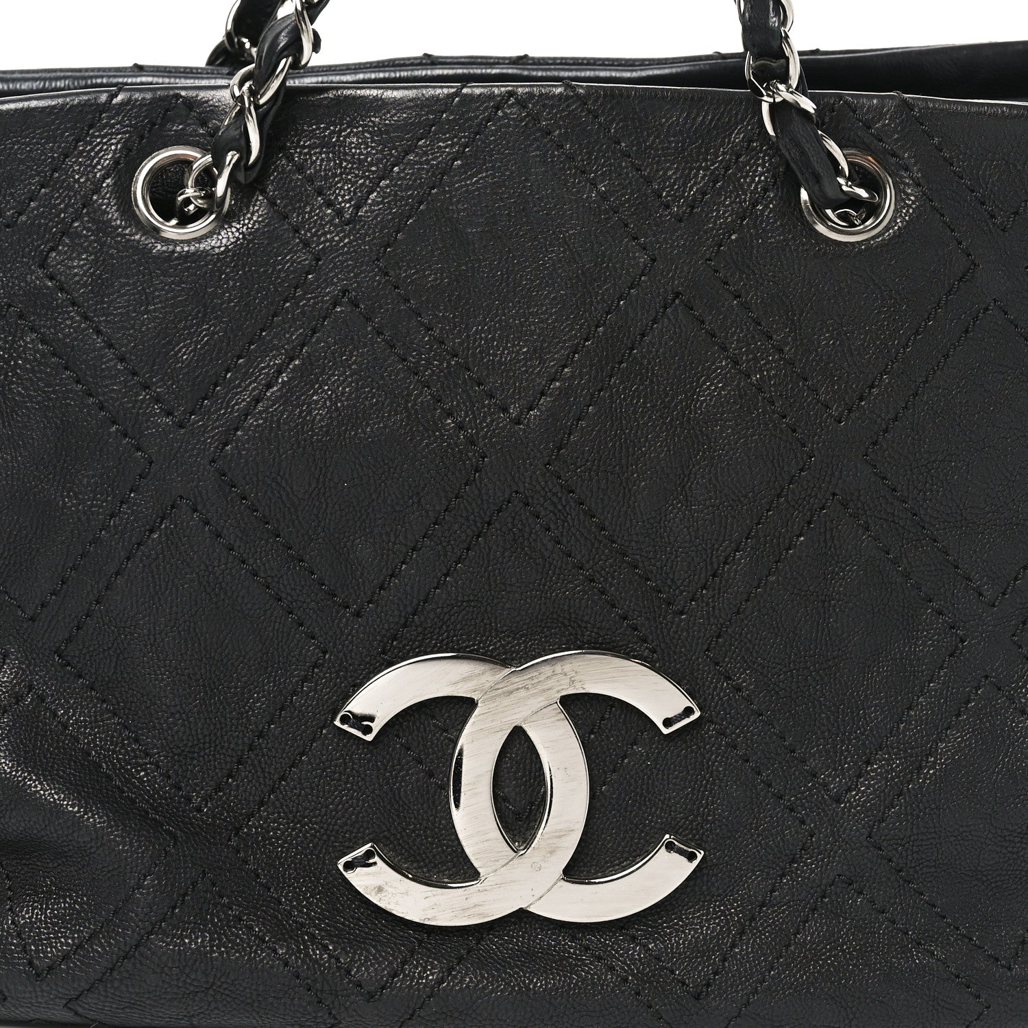 Chanel Calfskin Large Diamond Stitch Tote Black 8 of 10