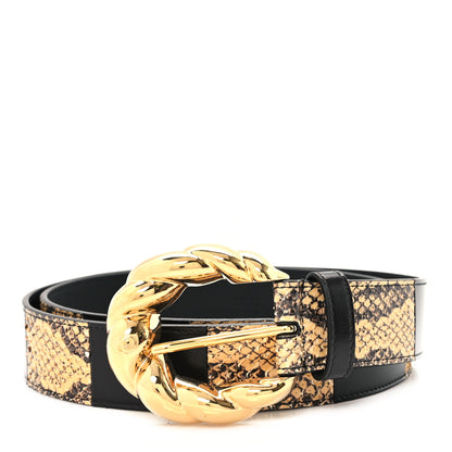 Gucci Ciny Calfskin Lux Snakeskin Torchon 35mm Belt 95 38 Black 1 of 5