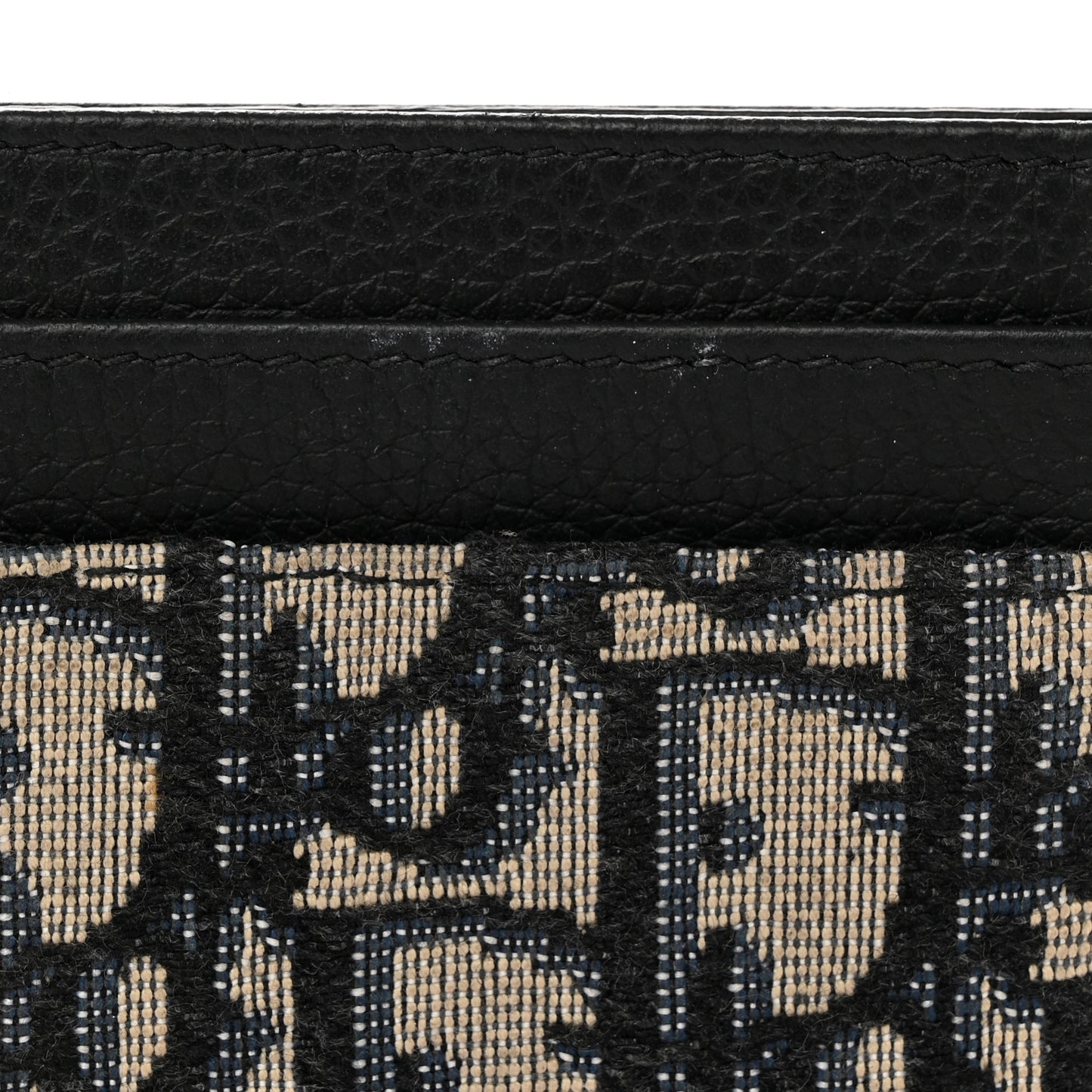Grained Calfskin Oblique Card Holder Black