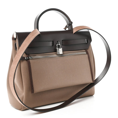 Hermes Vache Hunter Toile Herbag Zip Retourne 31 PM  Etoupe Ebene 4 of 12