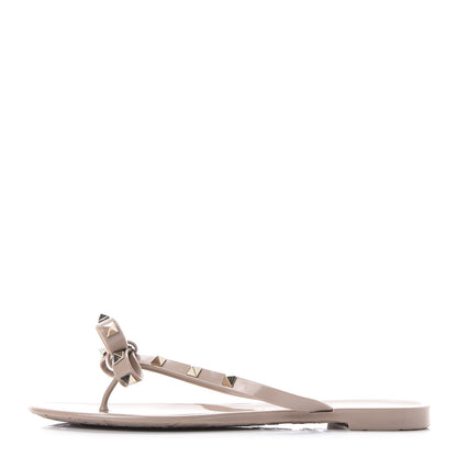 Valentino Garavani PVC Jelly Rockstud Bow Thong Sandals 40 Poudre 1 of 9