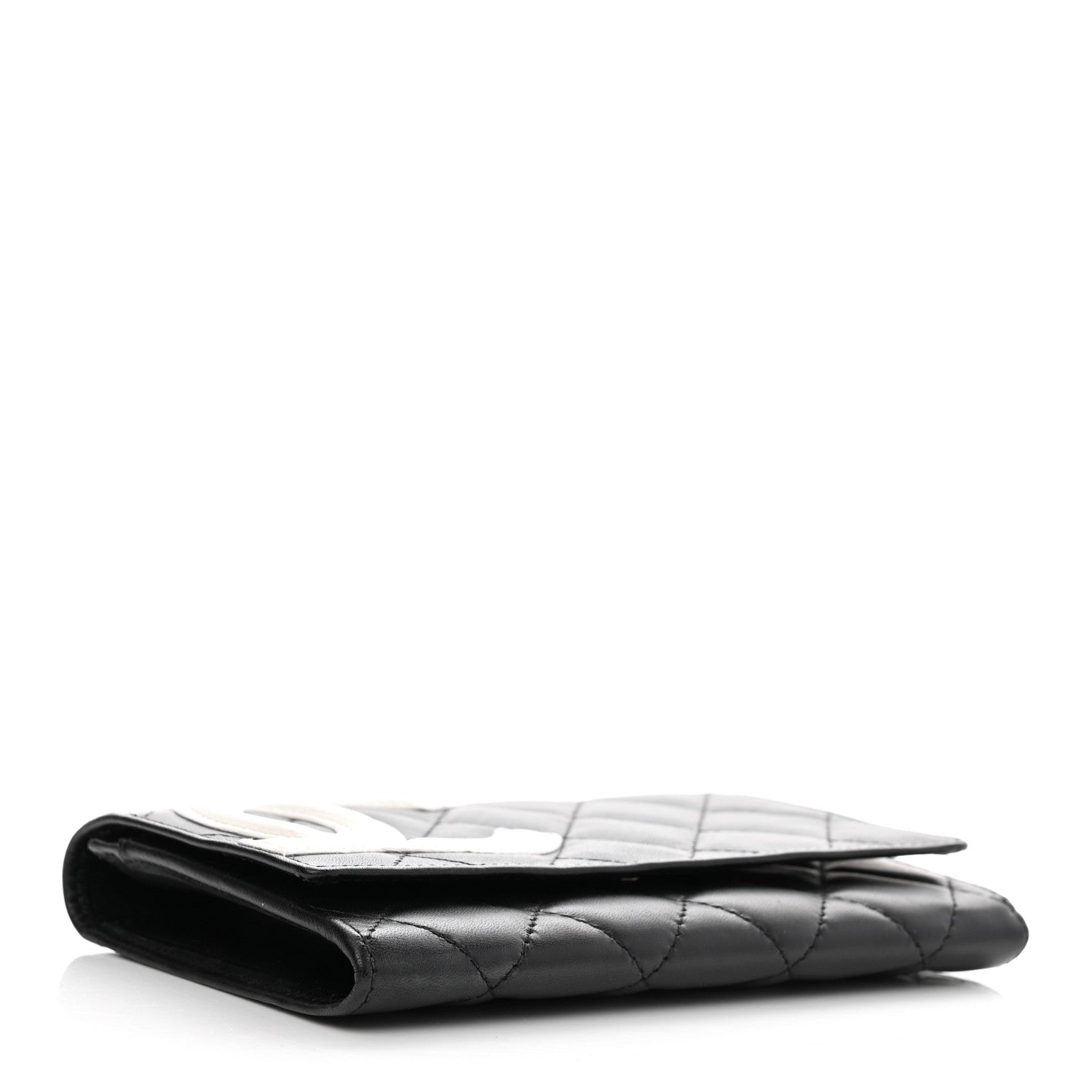 Chanel Calfskin Quilted Cambon Flap Wallet Black White 4 of 8