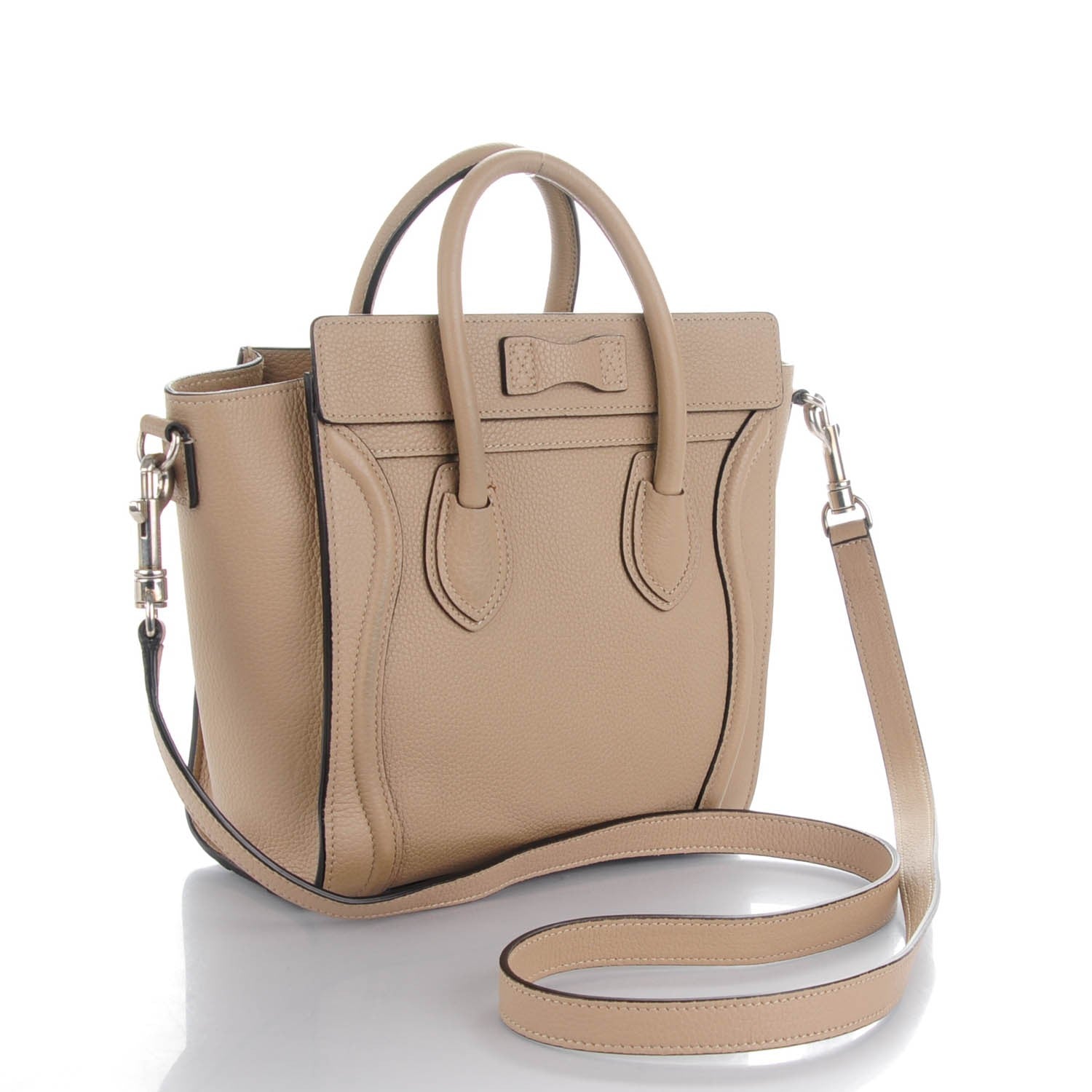 Celine Drummed Calfskin Nano Luggage Dune 3 of 7