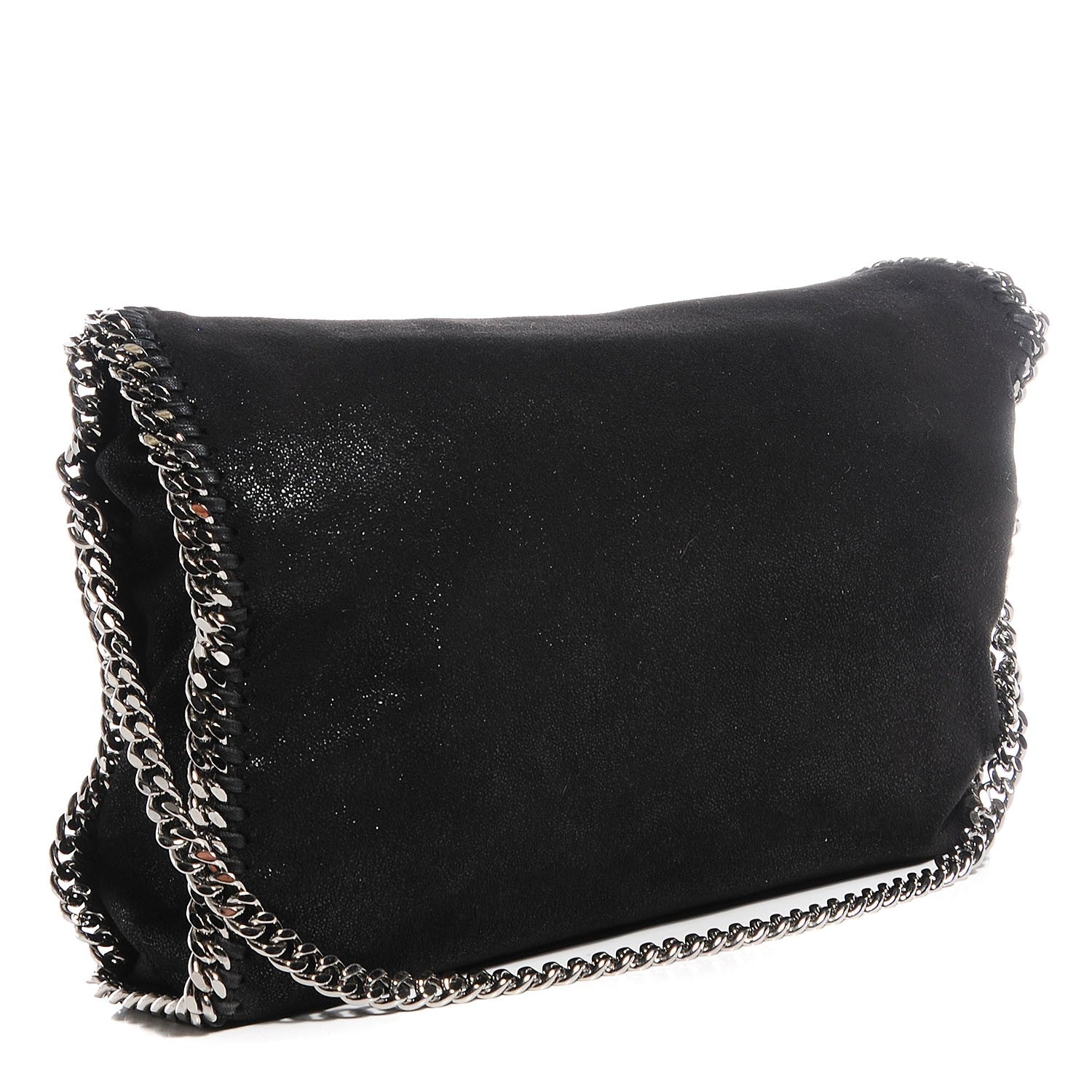 Stella McCartney Faux Leather Shaggy Deer Falabella Fold Over Tote Black 3 of 8