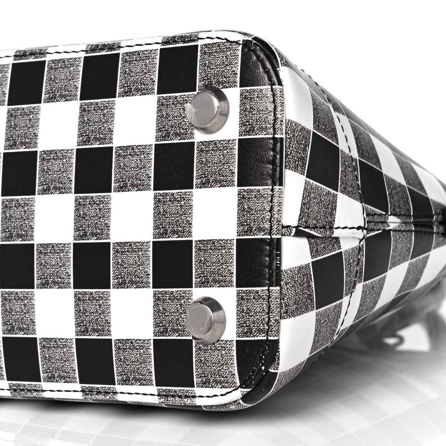 Calfskin Checked S Ville Top Handle Bag Black