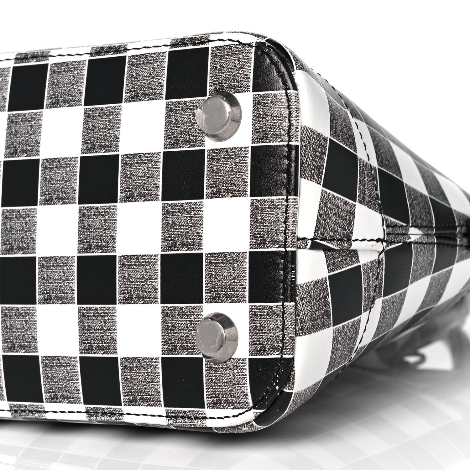 Balenciaga Calfskin Checked S Ville Top Handle Bag Black 7 of 9