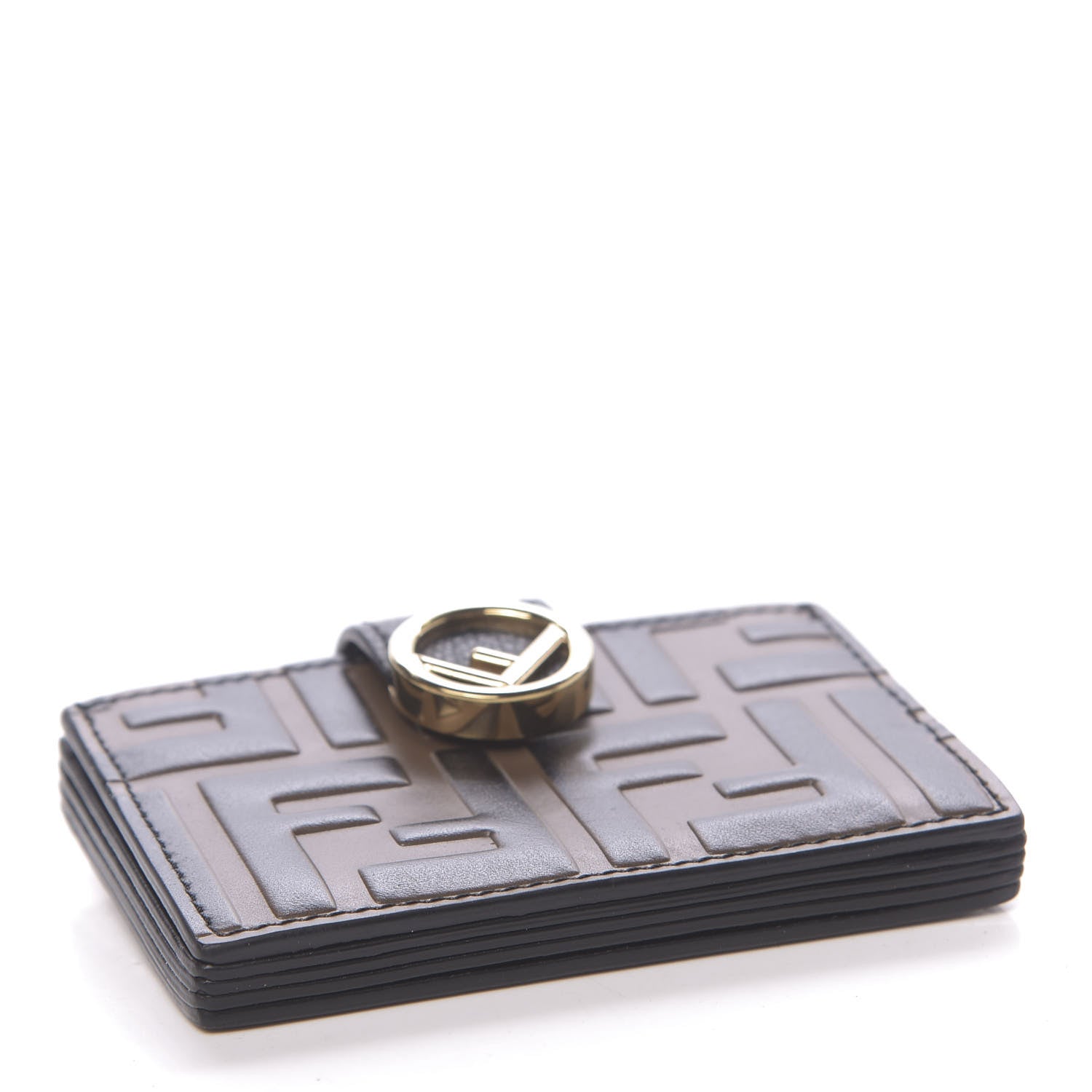 Fendi Vitello Cruise F is Fendi Bi-Color FF 1974 Embossed Gusseted Card Holder Maya Black 4 of 6