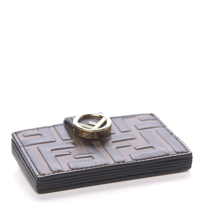 Fendi Vitello Cruise F is Fendi Bi-Color FF 1974 Embossed Gusseted Card Holder Maya Black 4 of 6