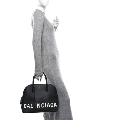 Balenciaga Signature Grained Calfskin Logo M Ville Top Handle Bag Black 2 of 9