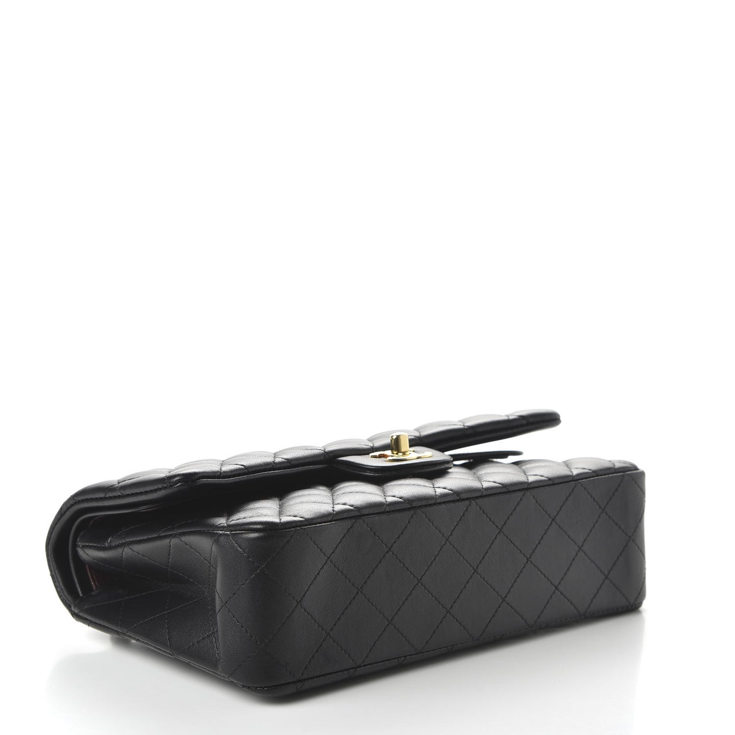 Lambskin Quilted Medium Double Flap Black