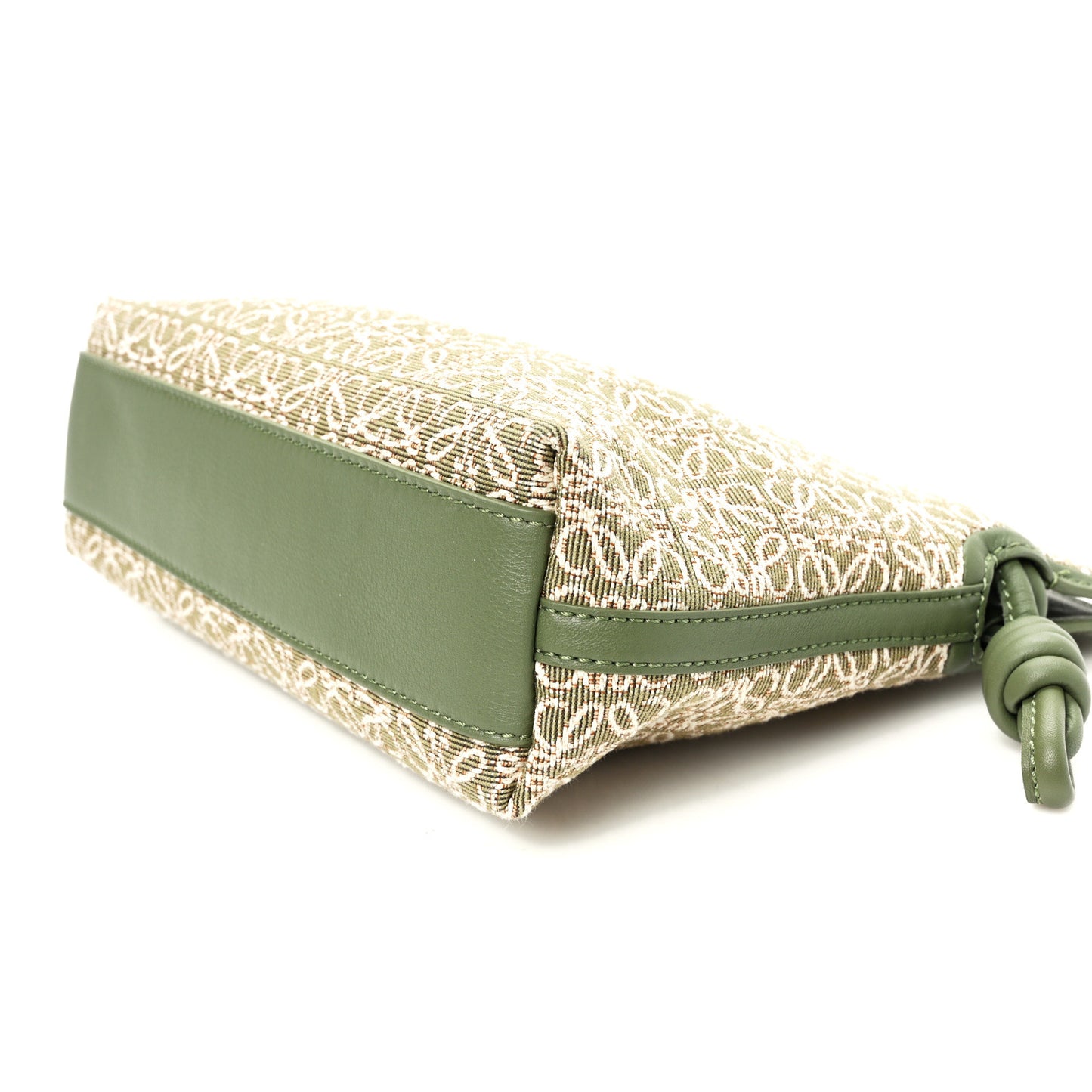 Jacquard Anagram Calfskin Mini Flamenco Knot Clutch Avocado Green
