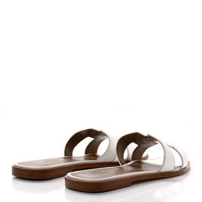 Hermes Box Calfskin Oran Sandals 38 White 4 of 10