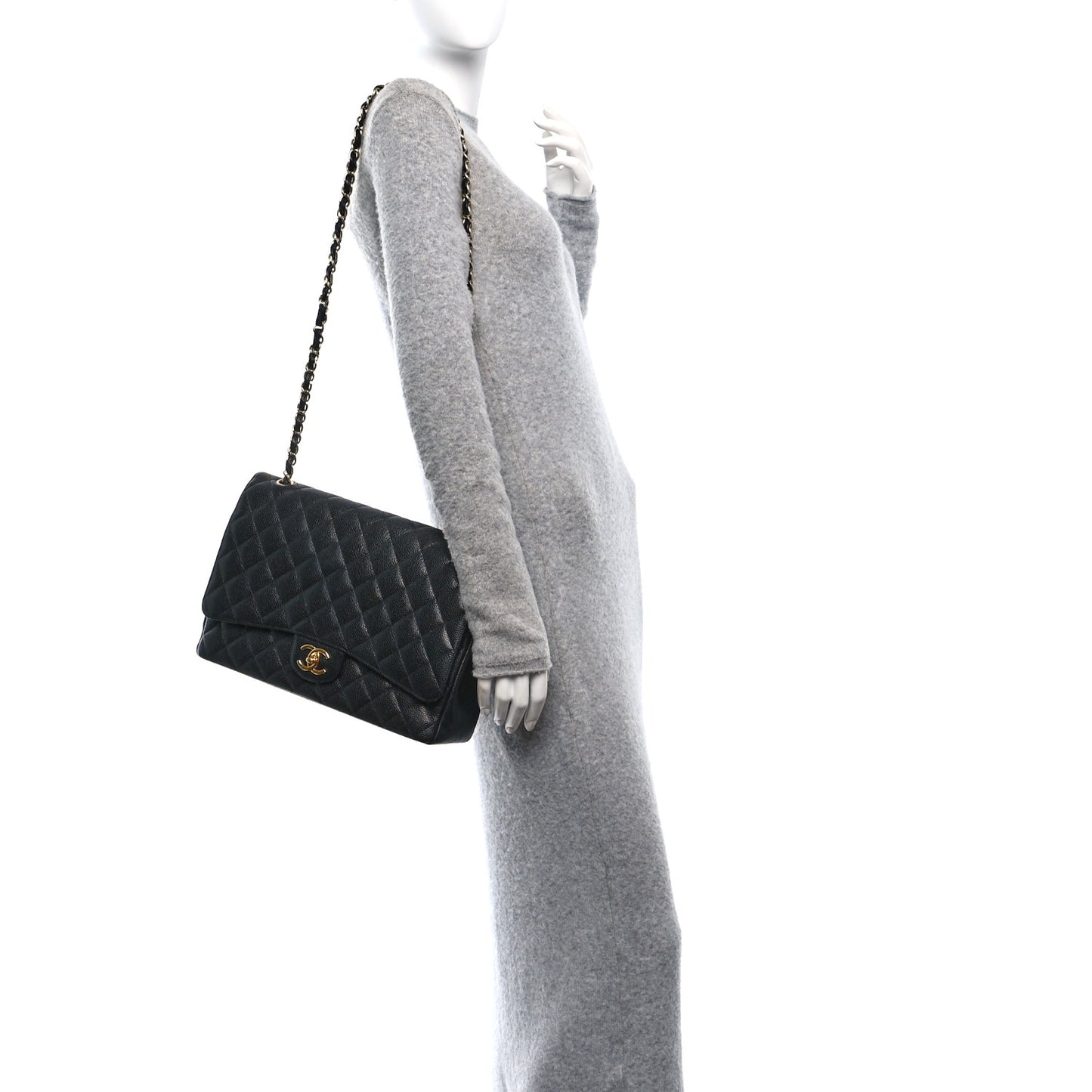 Caviar Quilted Maxi Double Flap Black