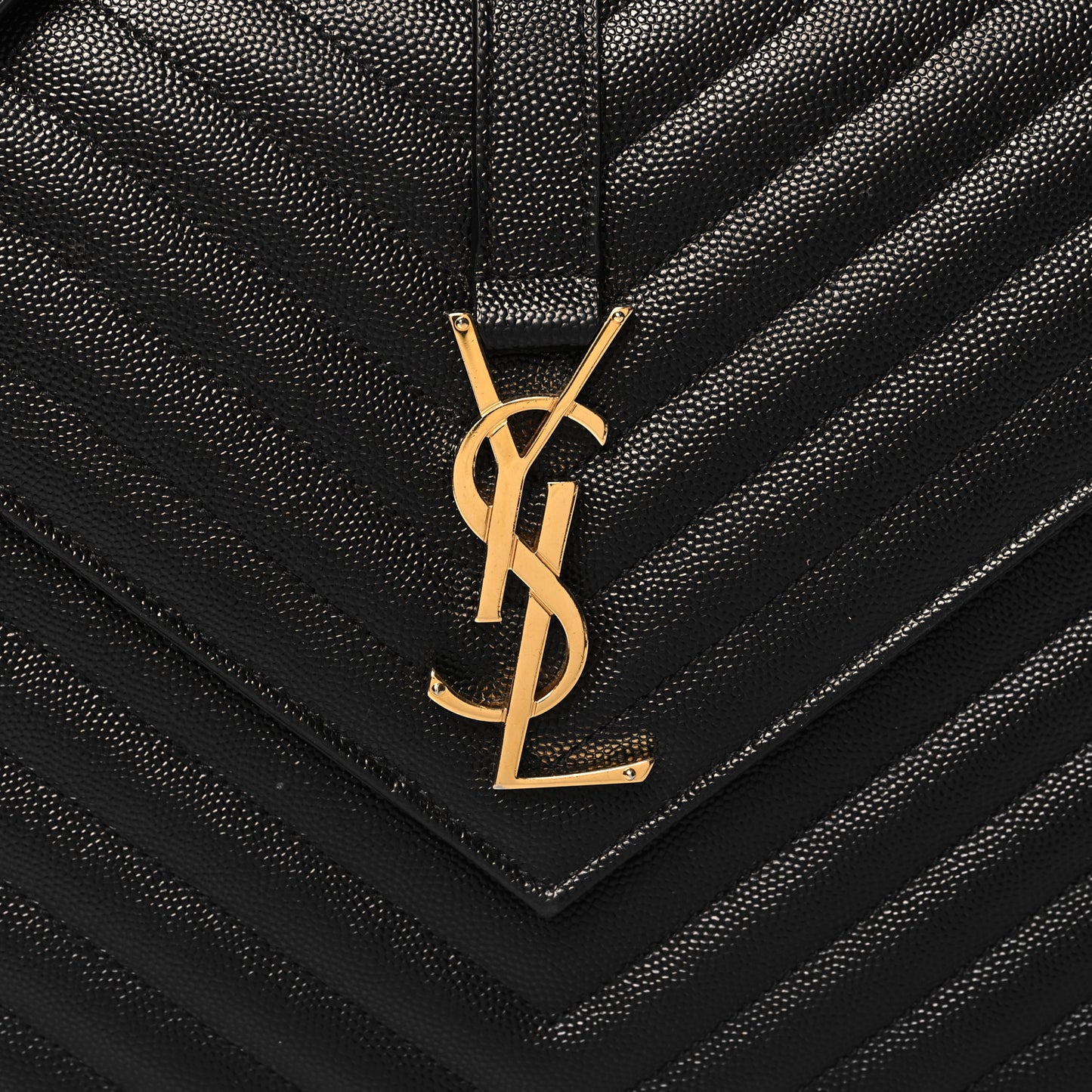 Grain De Poudre Matelasse Chevron Large Monogram Satchel Black