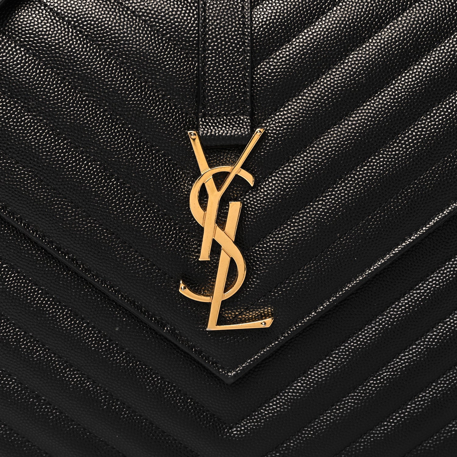 Saint Laurent Grain De Poudre Matelasse Chevron Large Monogram Satchel Black 8 of 10