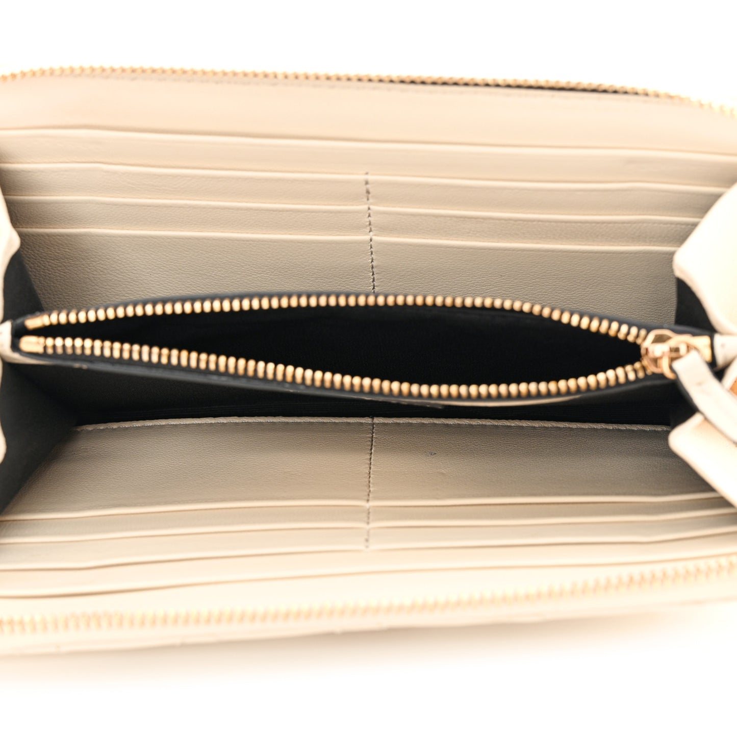 Nappa Quilted Medusa Zip Around Wallet Off White