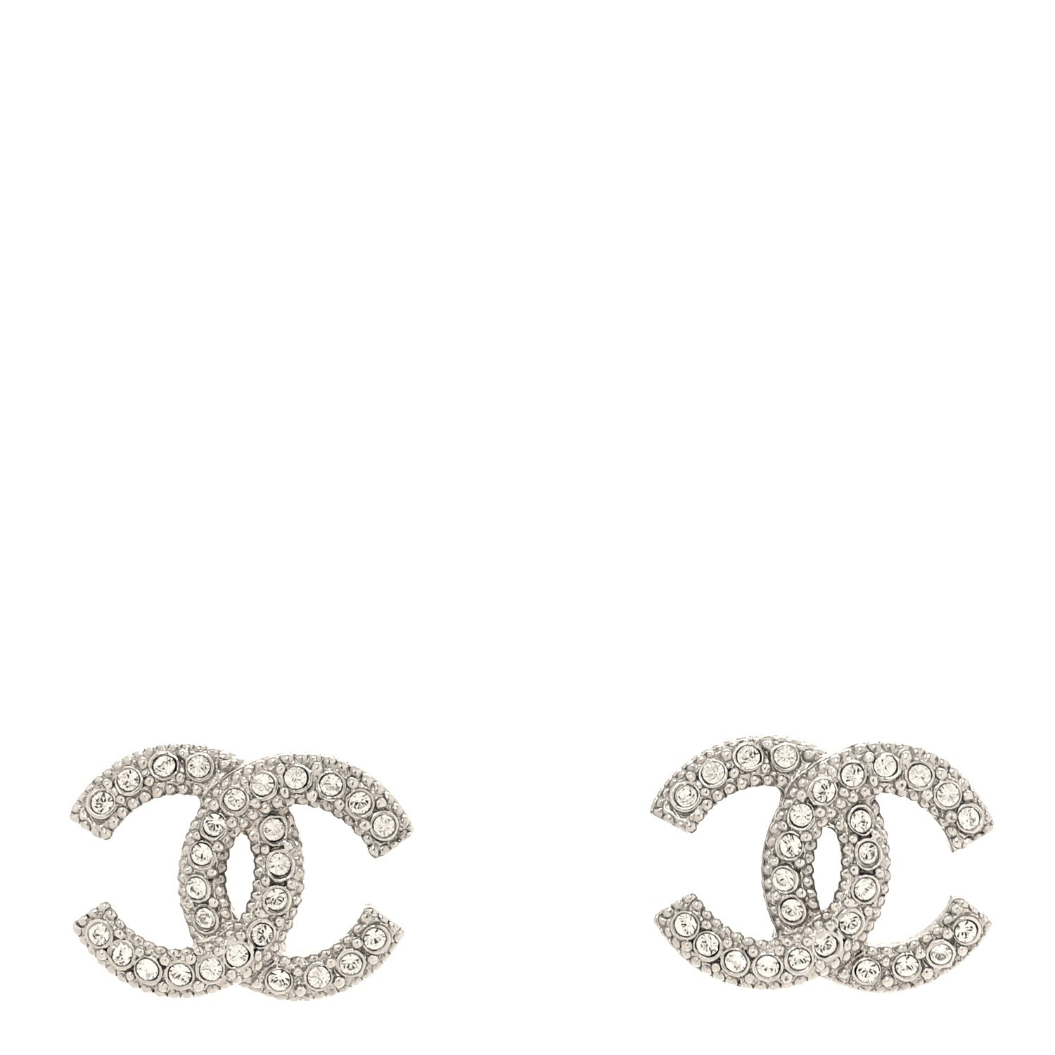 Chanel Crystal CC Earrings Silver 1 of 5