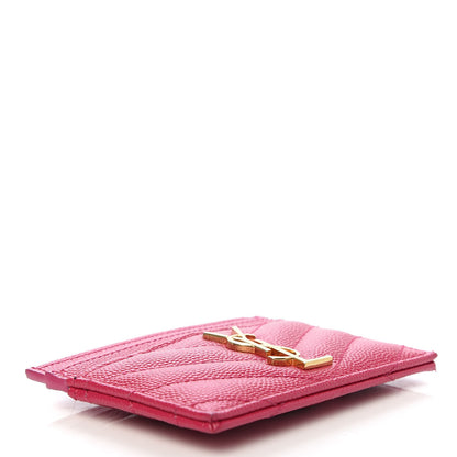 Saint Laurent Grain De Poudre Matelasse Chevron Monogram Credit Card Case Bubblegum 4 of 6