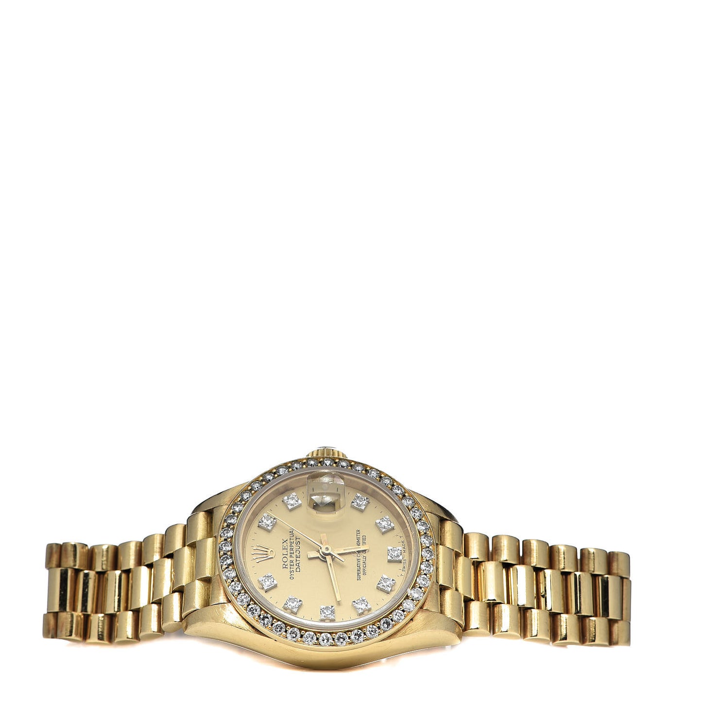 18K Yellow Gold Diamond 26mm Datejust President Watch Champagne 69138