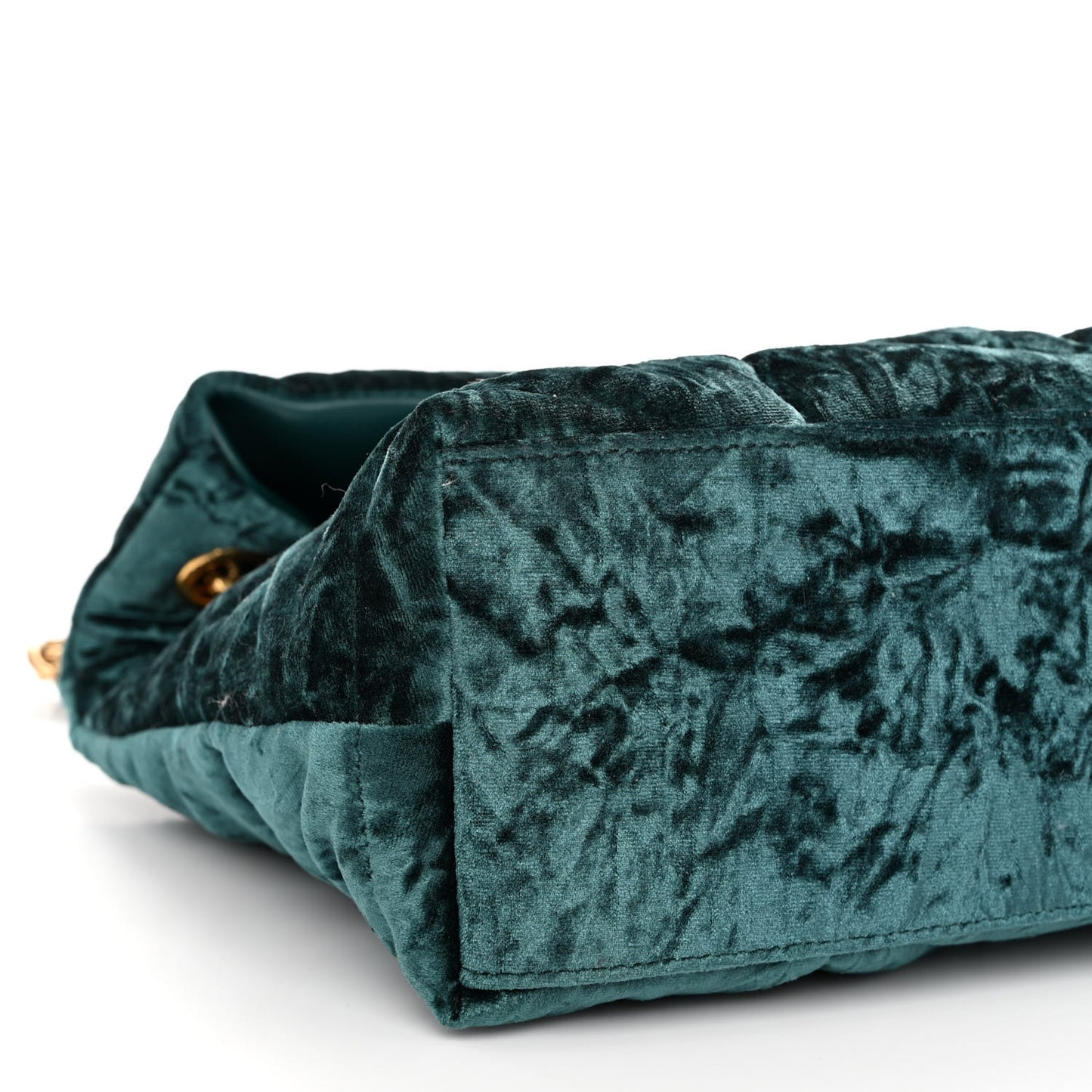 Crushed Velvet Quilted Small Loulou Puffer Monogram Chain Satchel Emerald