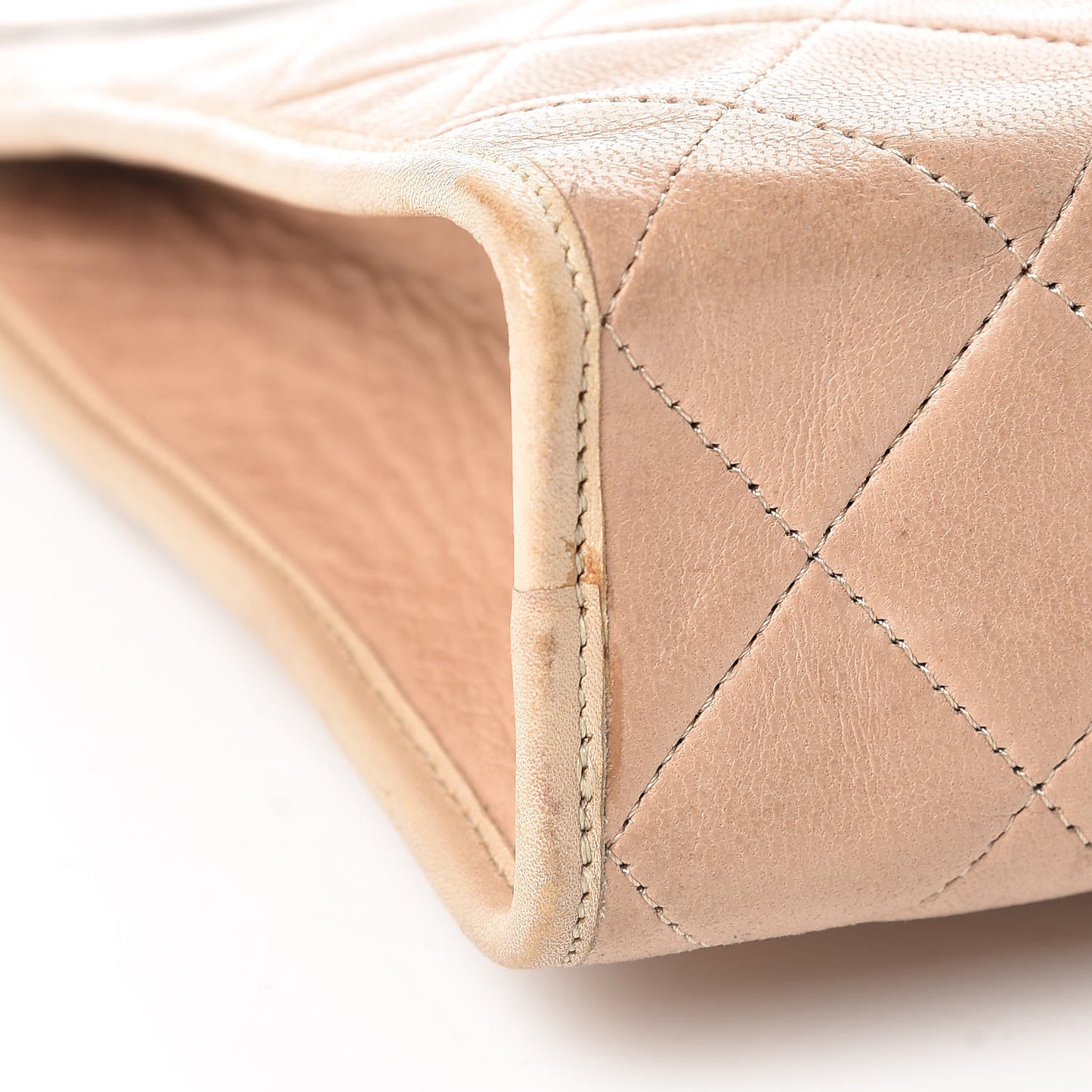 Lambskin Quilted Clutch Beige