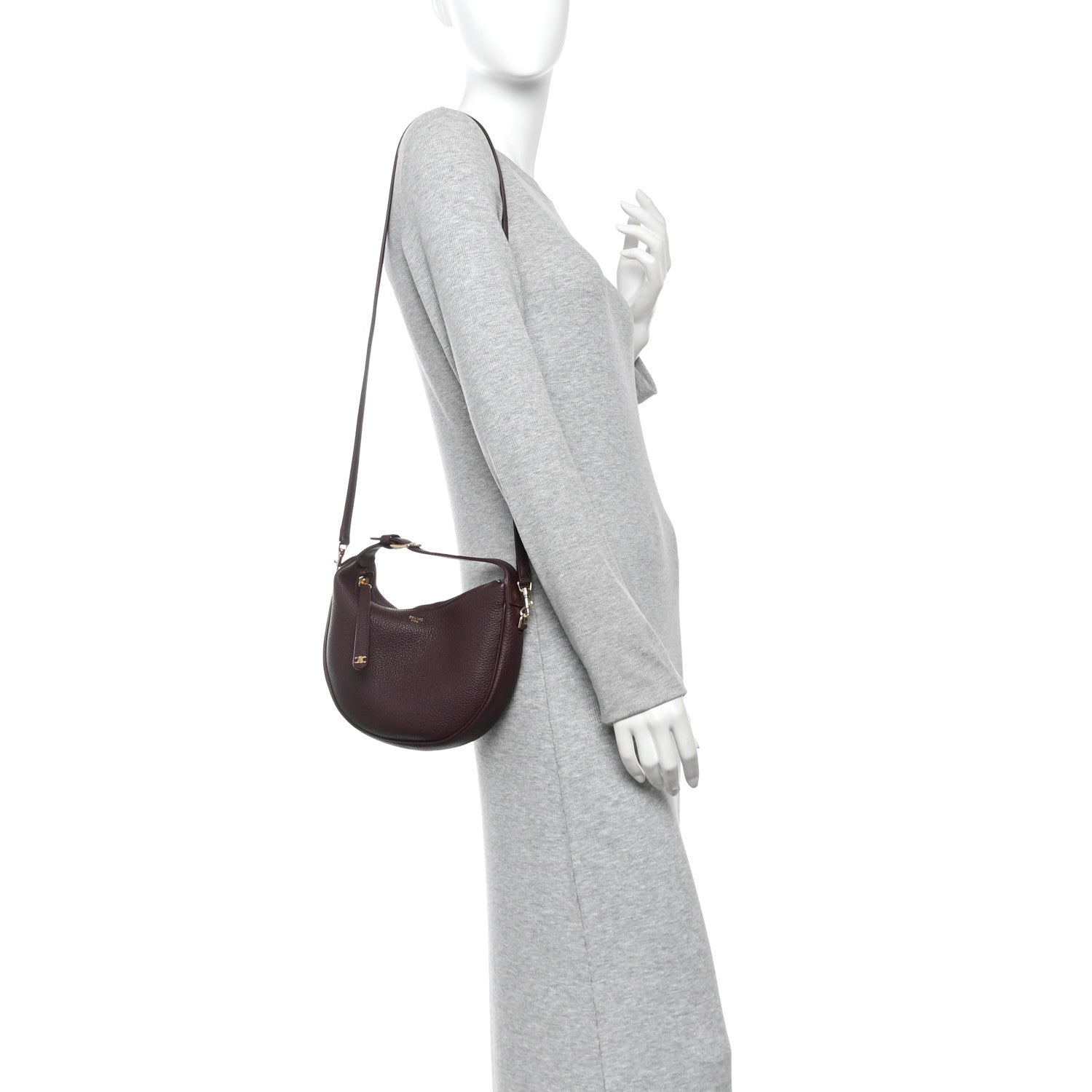 Celine Supple Grained Calfskin Teen Lulu Shoulder Bag Deep Burgundy 2 of 10