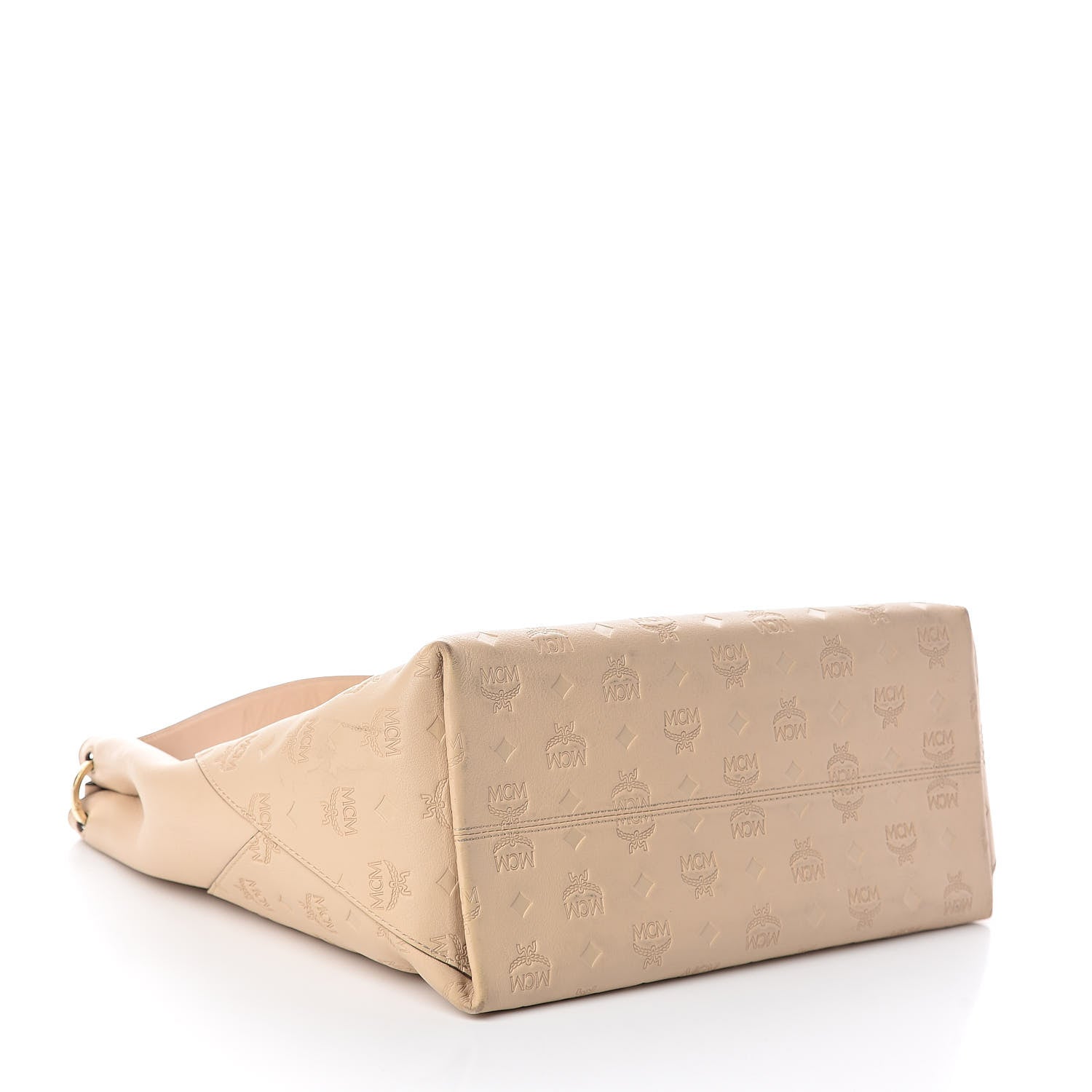 MCM Calfskin Ottomar Monogram Large Klara Hobo New Beige 4 of 9
