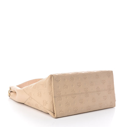 MCM Calfskin Ottomar Monogram Large Klara Hobo New Beige 4 of 9