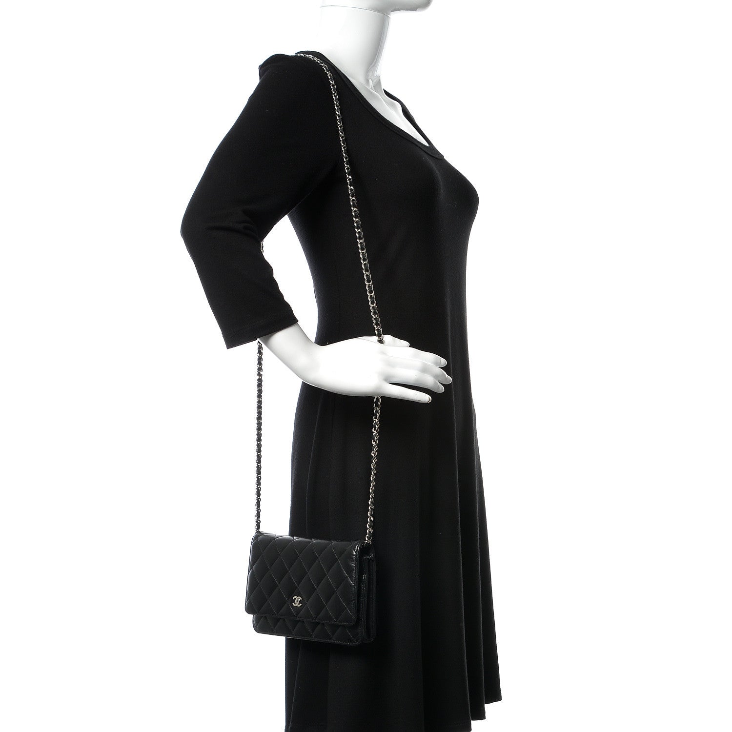 Chanel Lambskin Quilted Wallet On Chain WOC Black 2 of 11