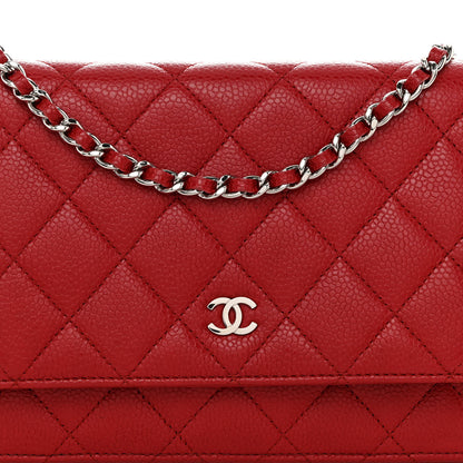Chanel Caviar Quilted Wallet on Chain WOC Red 9 of 11