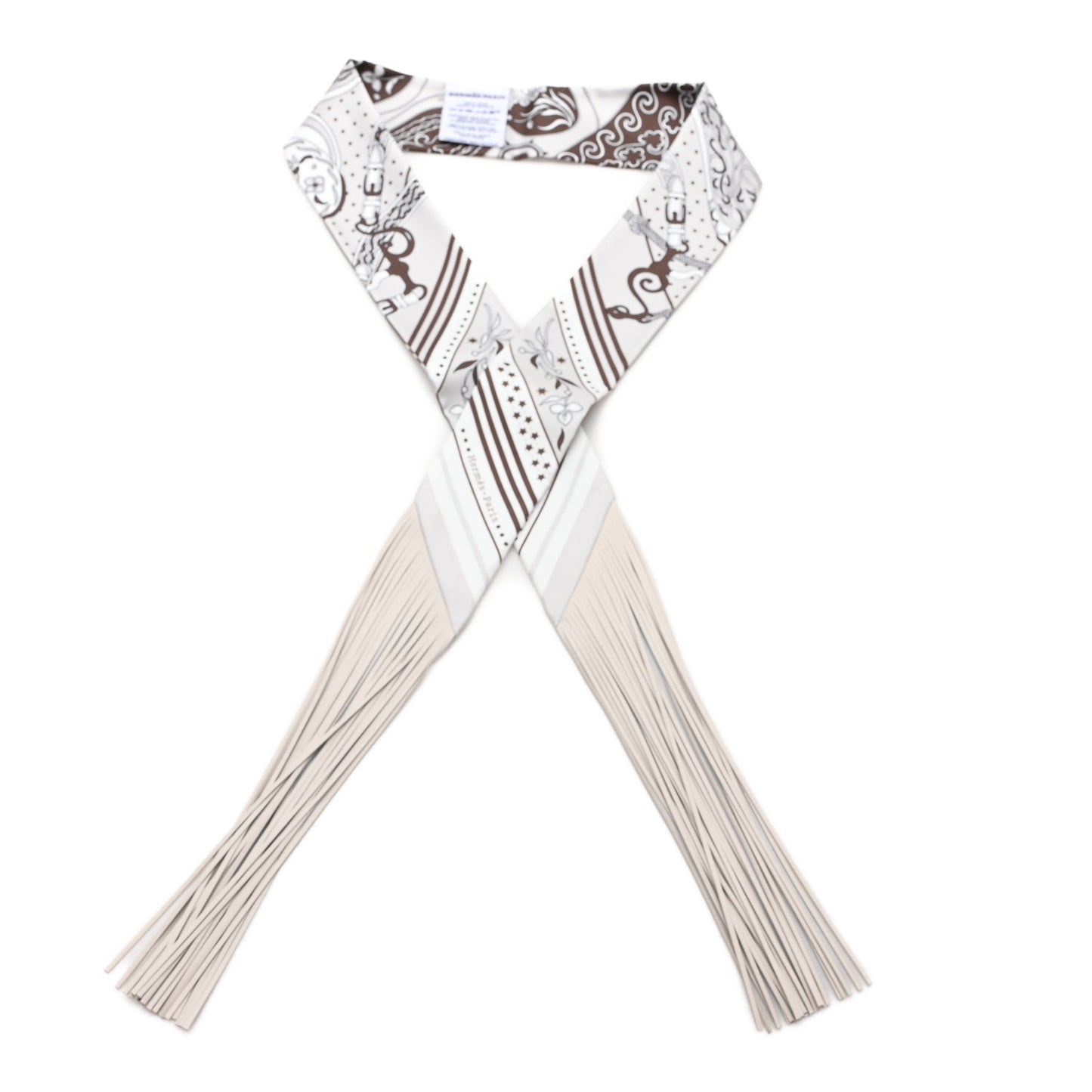 Silk Festival Des Amazones Bandana Fringed Twilly Craie Brun