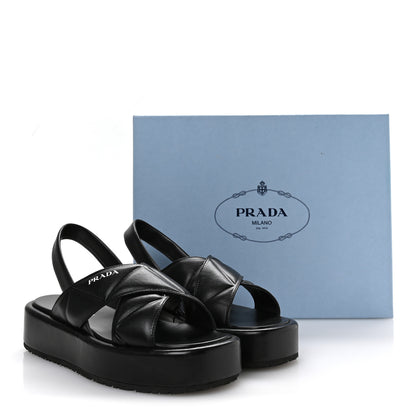 Prada Nappa Quilted Padded Platform Slingback Sandals 38.5 Black 8 of 8