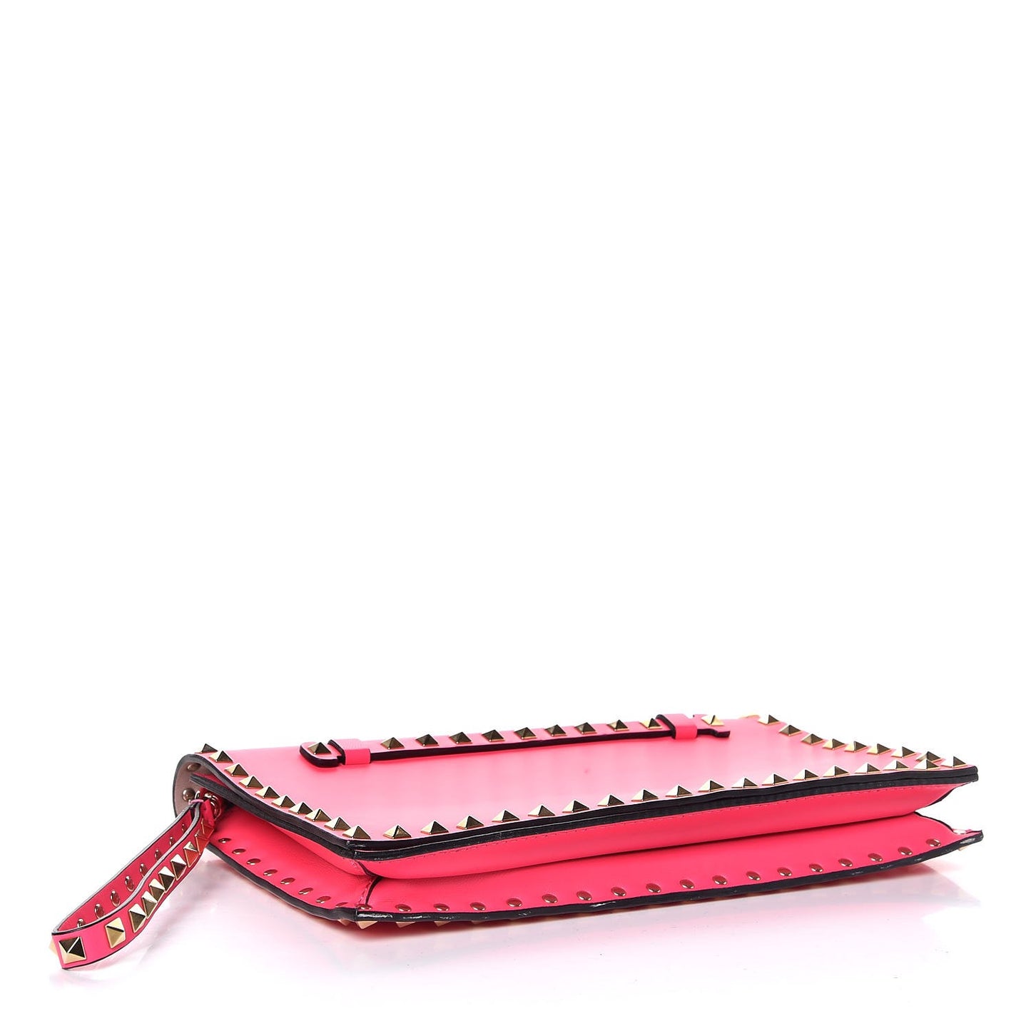 Nappa Rockstud Wristlet Clutch Fuxia Fluo