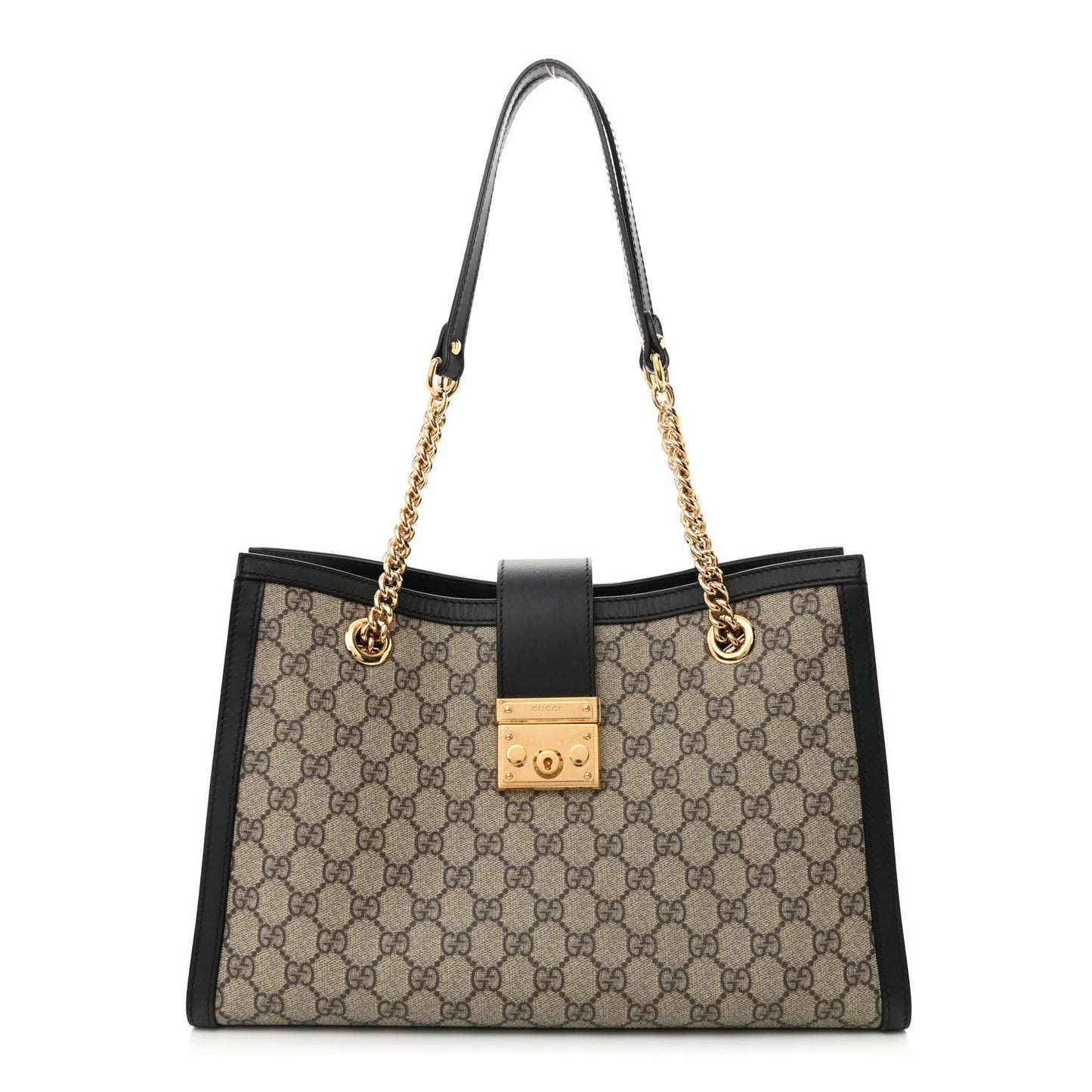 GG Supreme Monogram Medium Padlock Tote Black
