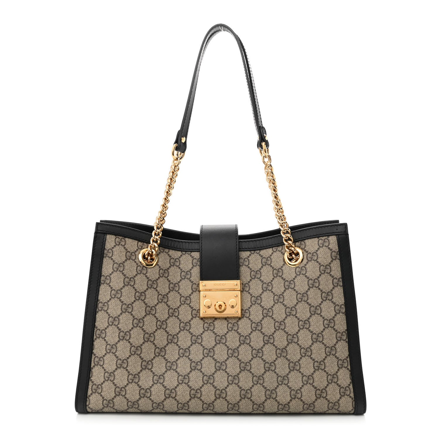 Gucci GG Supreme Monogram Medium Padlock Tote Black 1 of 14