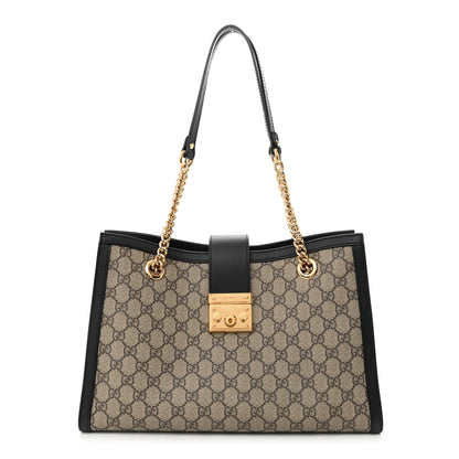 Gucci GG Supreme Monogram Medium Padlock Tote Black 1 of 14