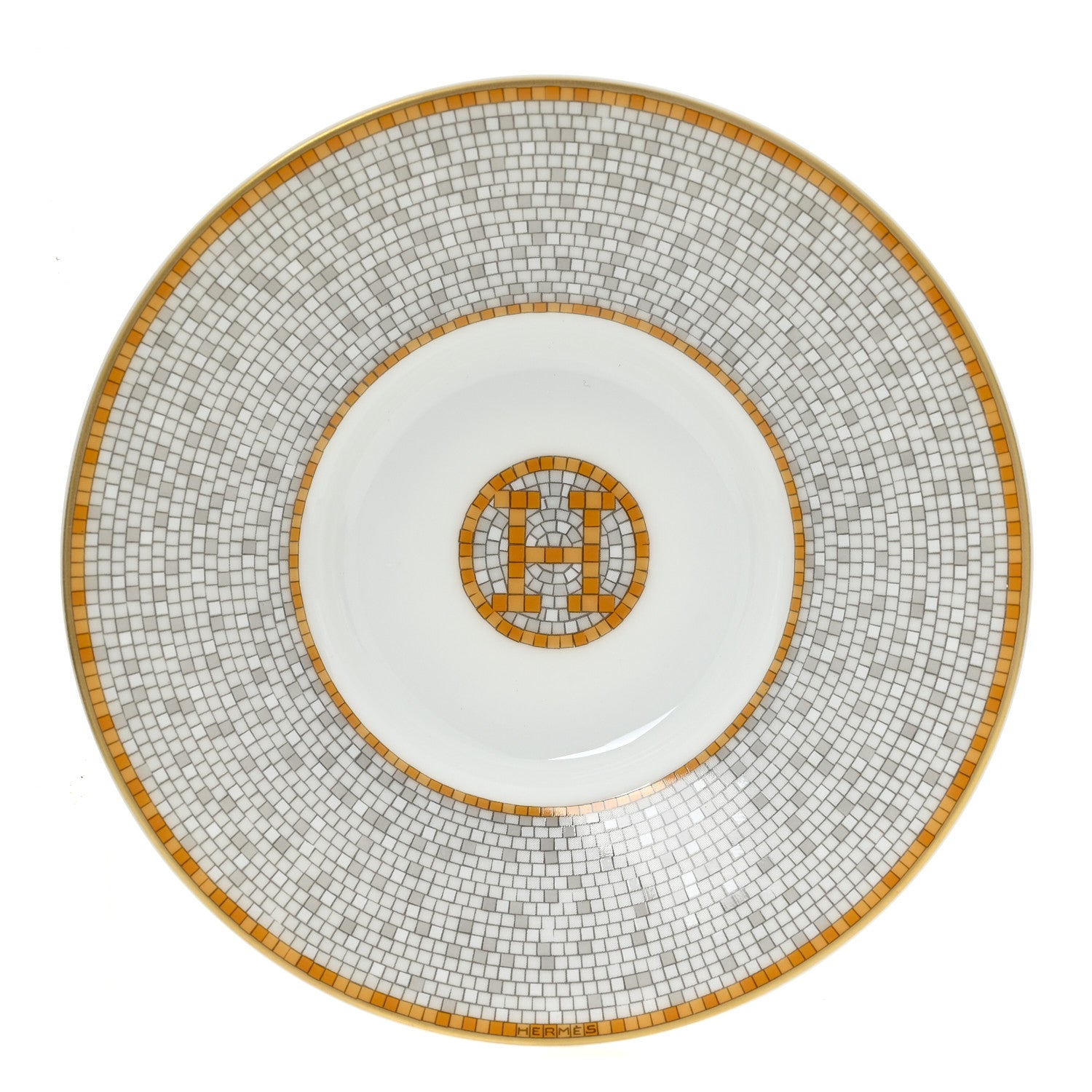 Hermes Porcelain Mosaique Au 24 Gold Coffee Cup and Saucer Set of 2 6 of 8