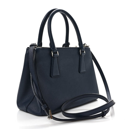 Prada Saffiano Vernice Mini Galleria Double Zip Tote Baltico 4 of 14