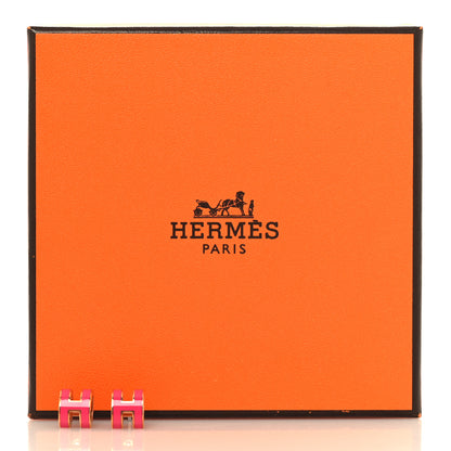 Hermes Rose Gold Lacquered Mini Pop H Earrings Rose Extreme 6 of 6