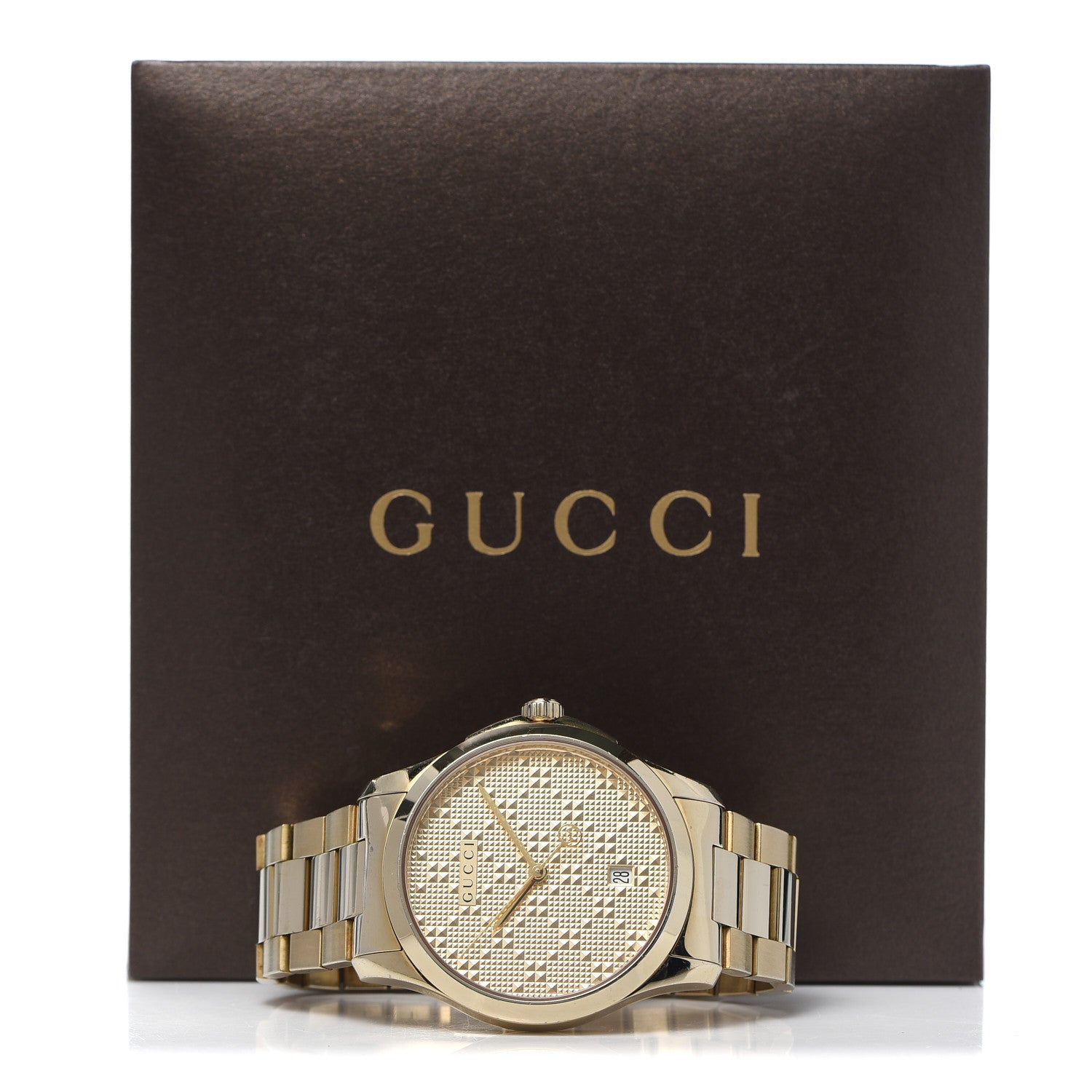 Gucci Stainless Steel 38mm G-Timeless Diamante Quartz Watch Gold 5 of 5