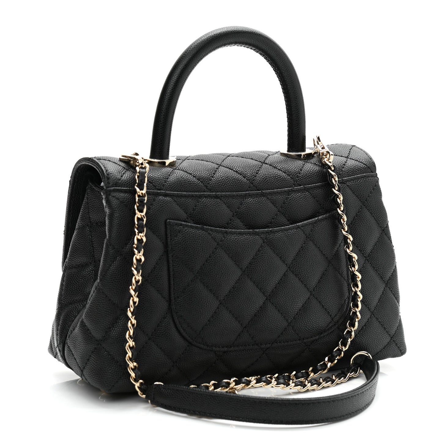 Caviar Quilted Mini Coco Handle Flap Black
