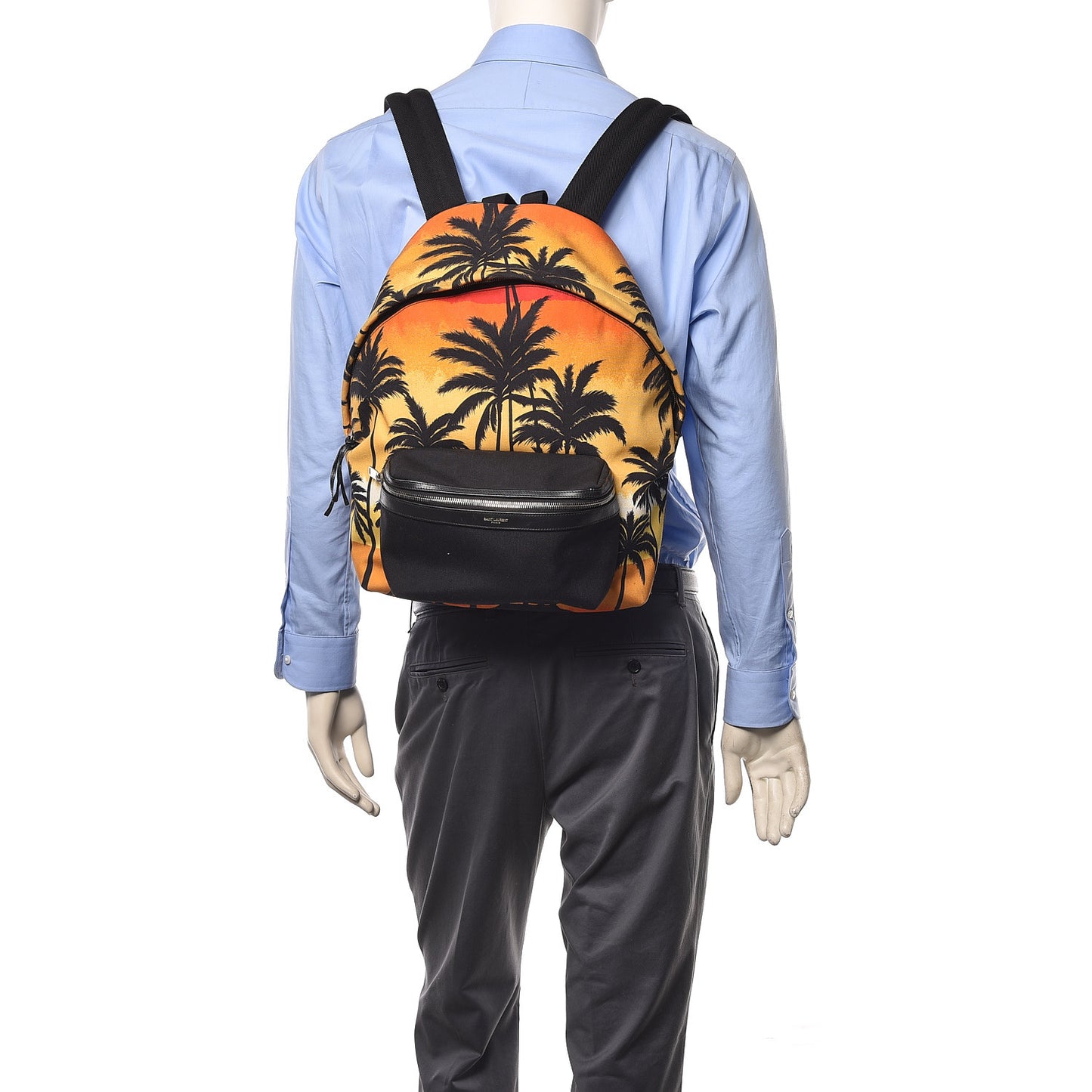 Nylon Palm Tree Sunset Print Hunting Backpack Red Yellow Black
