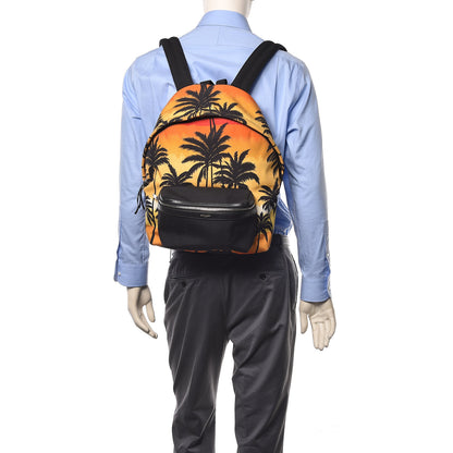 Saint Laurent Nylon Palm Tree Sunset Print Hunting Backpack Red Yellow Black 2 of 14