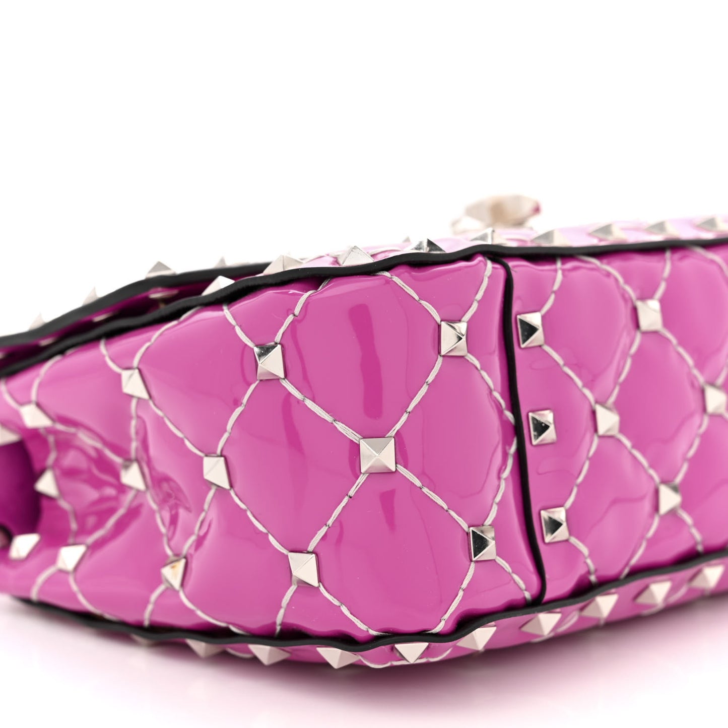 Patent Small Rockstud Spike Shoulder Bag Radiant Orchid
