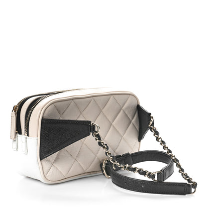 Chanel Goatskin Quilted Waist Bag Beige White Black 4 of 11
