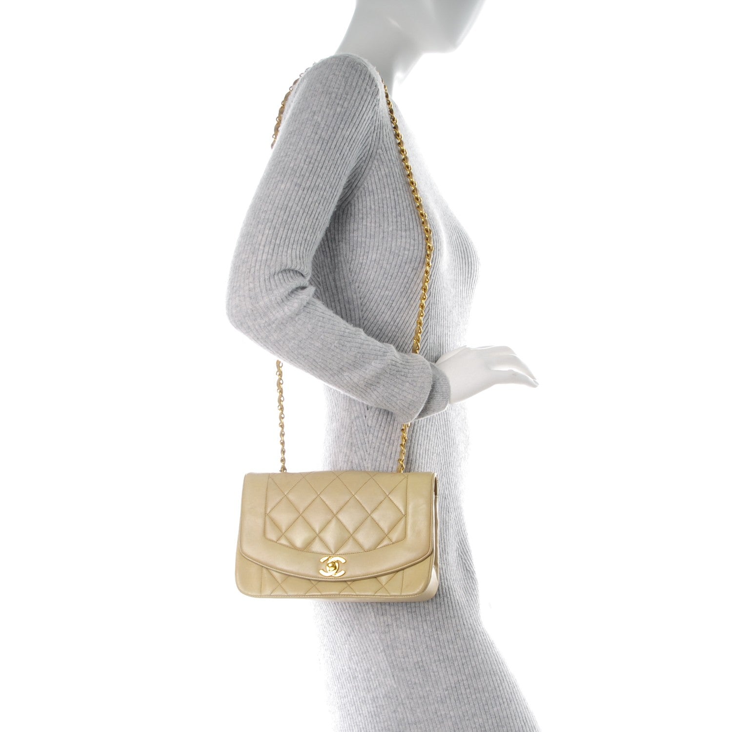 Chanel Lambskin Quilted Small Single Flap Beige 2 of 9