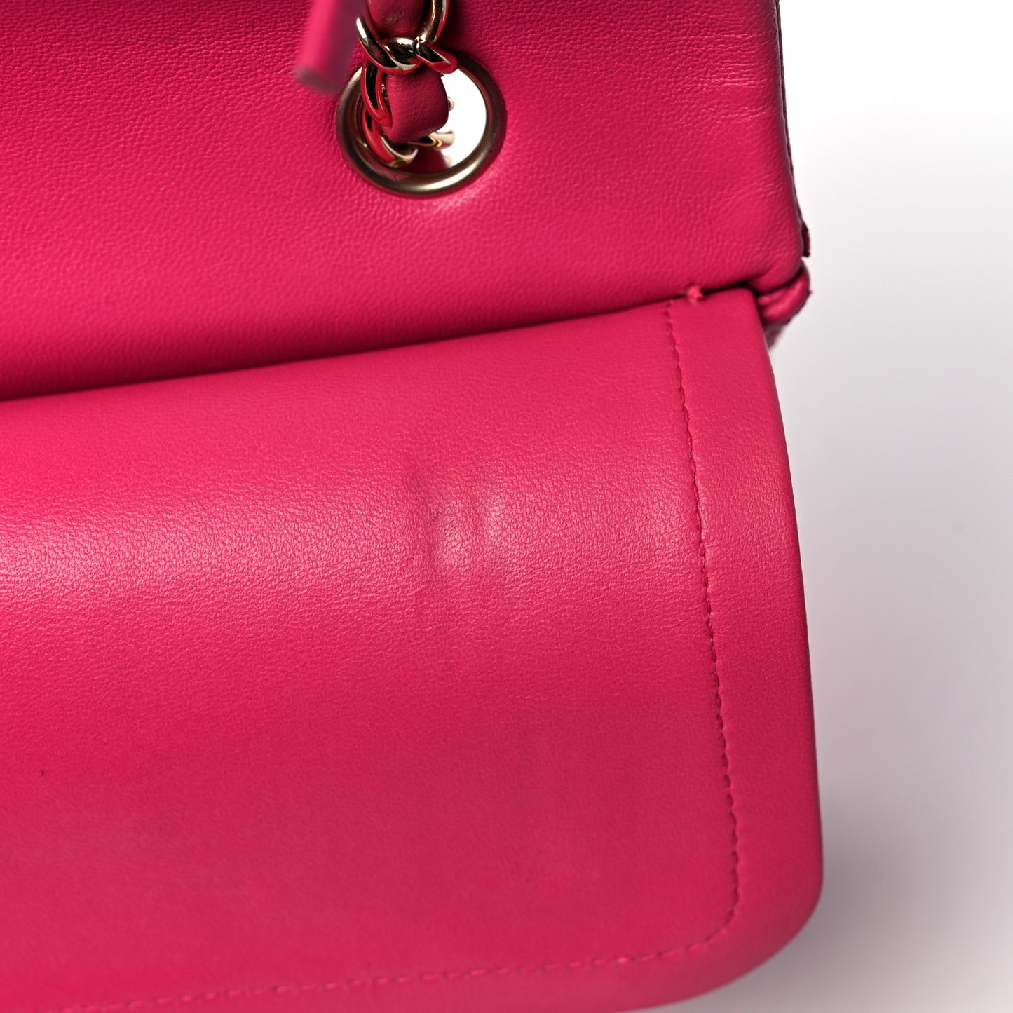 Lambskin Quilted Medium Double Flap Dark Pink