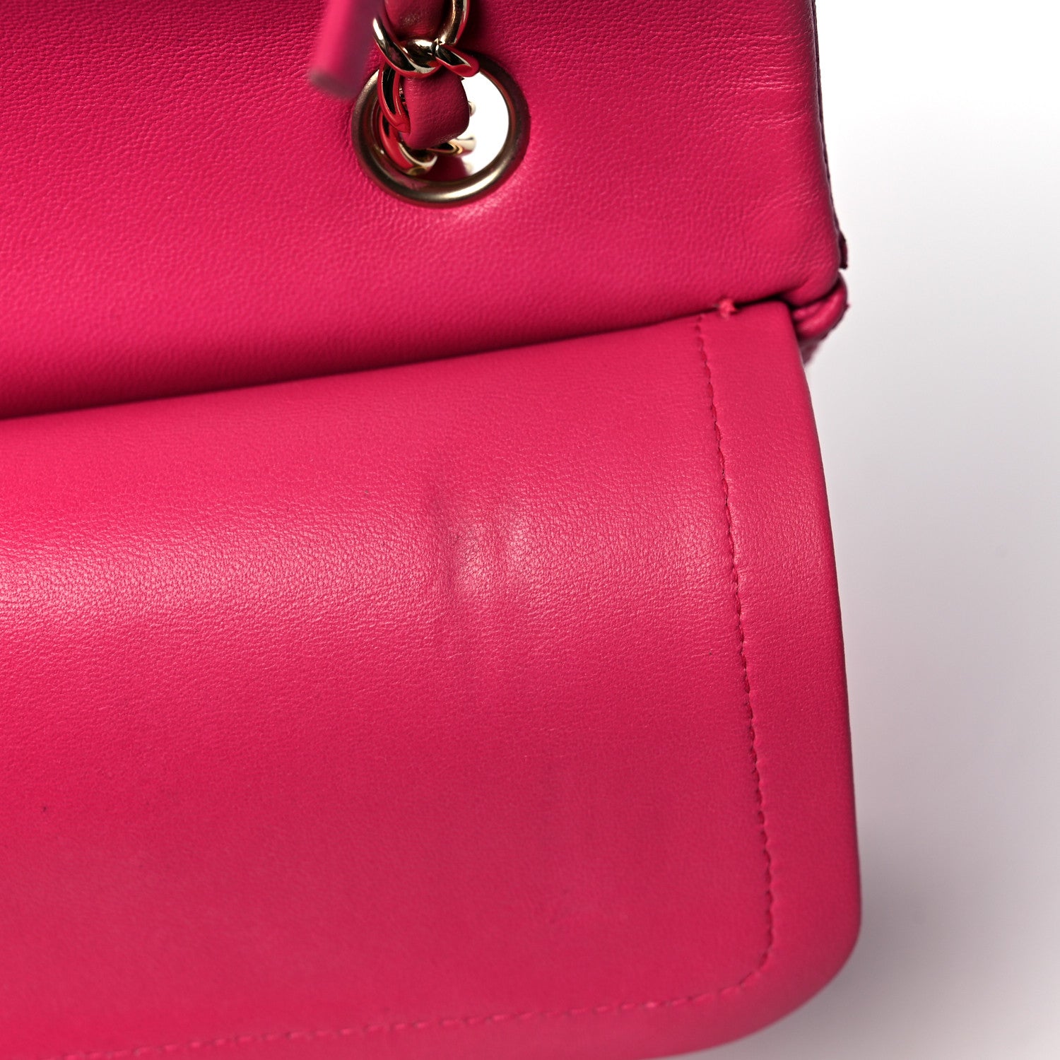 Chanel Lambskin Quilted Medium Double Flap Dark Pink 18 of 21
