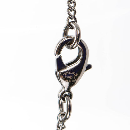 Chanel Crystal CC Smiley Emoji Pendant Necklace Silver 5 of 6