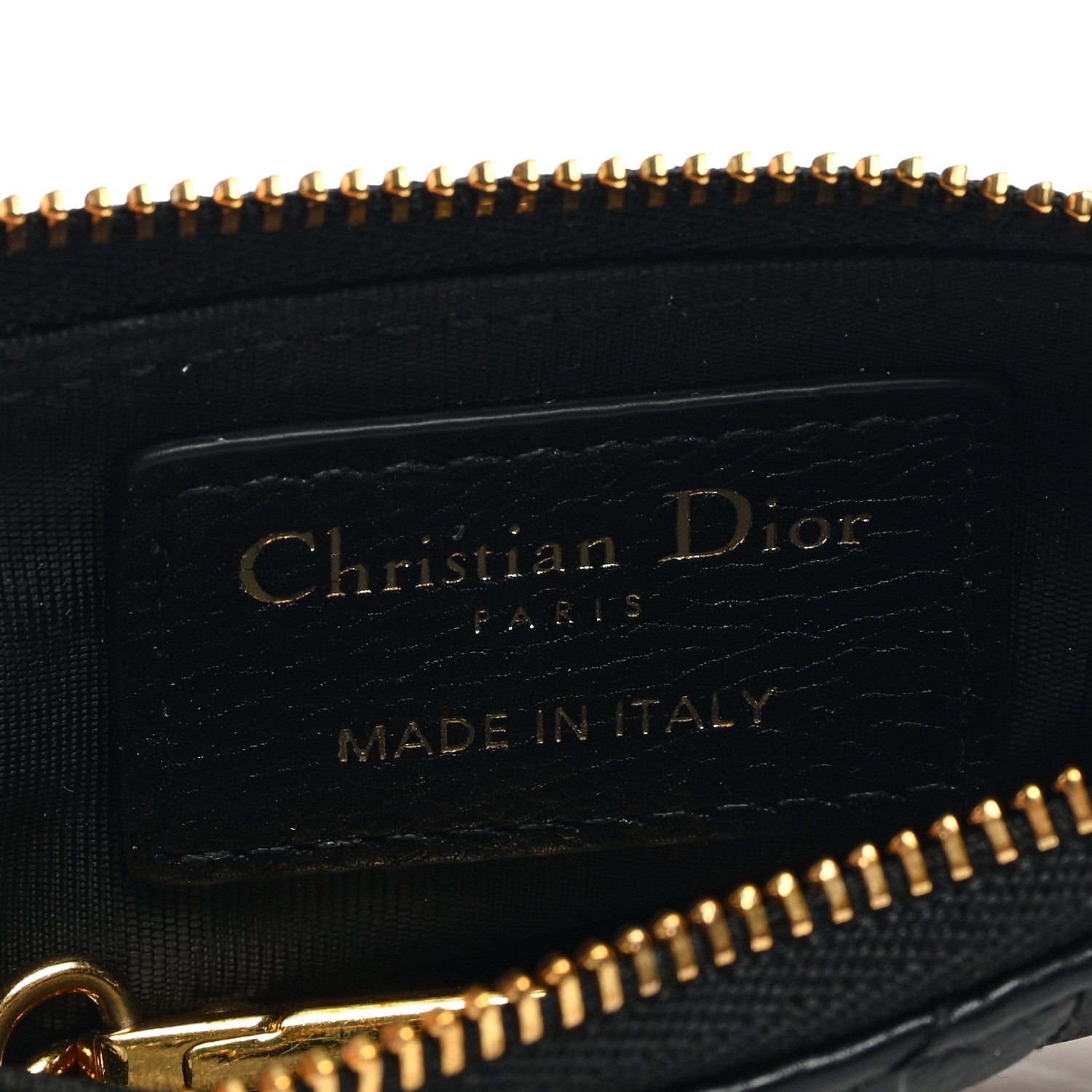 Christian Dior Supple Calfskin Cannage Caro Zipped Key Case Black